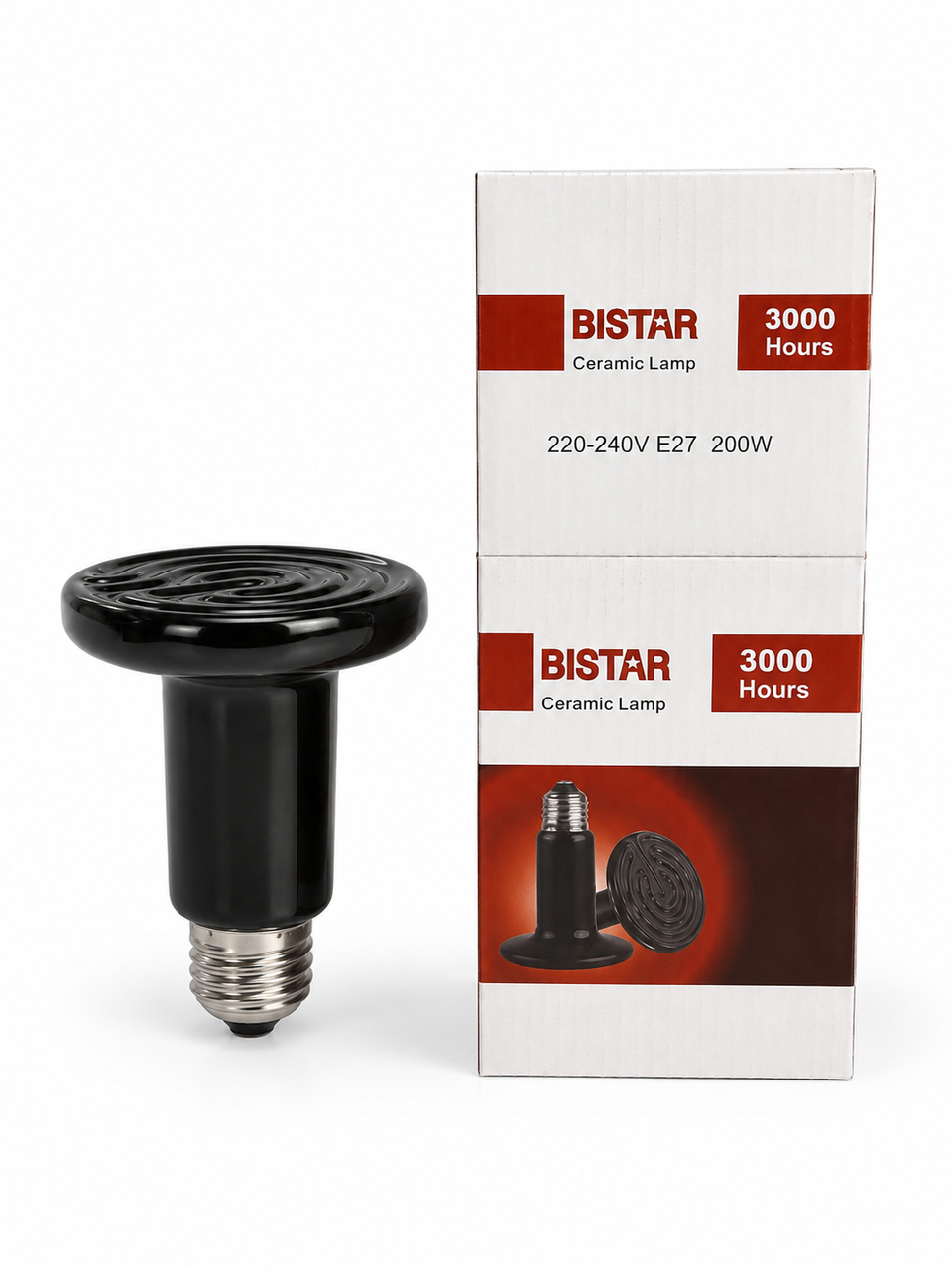 Тепловая лампа керамическая BISTAR R80 E27 200W 220–240V для обогрева животных и птиц