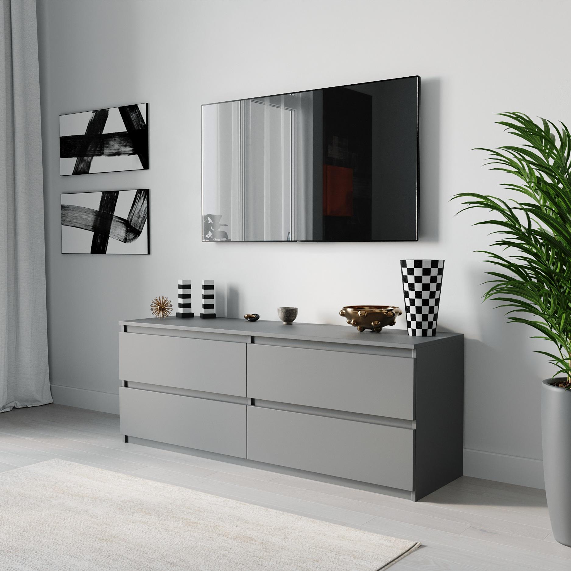 Тумба под телевизор с 4 ящиками 1400х530х400 мм Антрацитовый (mt-223-an)