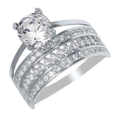 Каблучка срібна подвійна з ажурним орнаментом і фіанітами р. 18