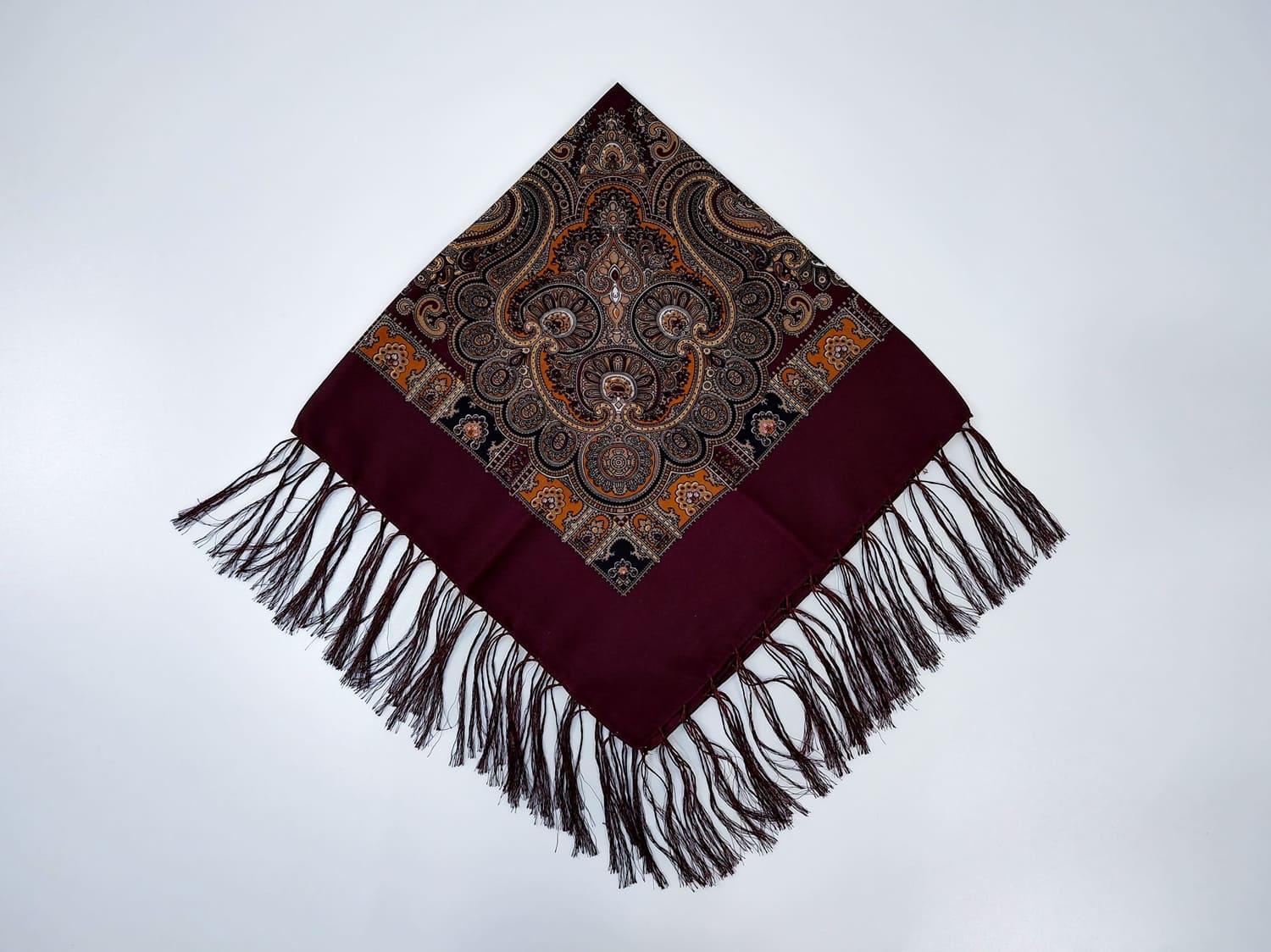 Платок украинский с тороками 80x80 см Бордовый (30156579)