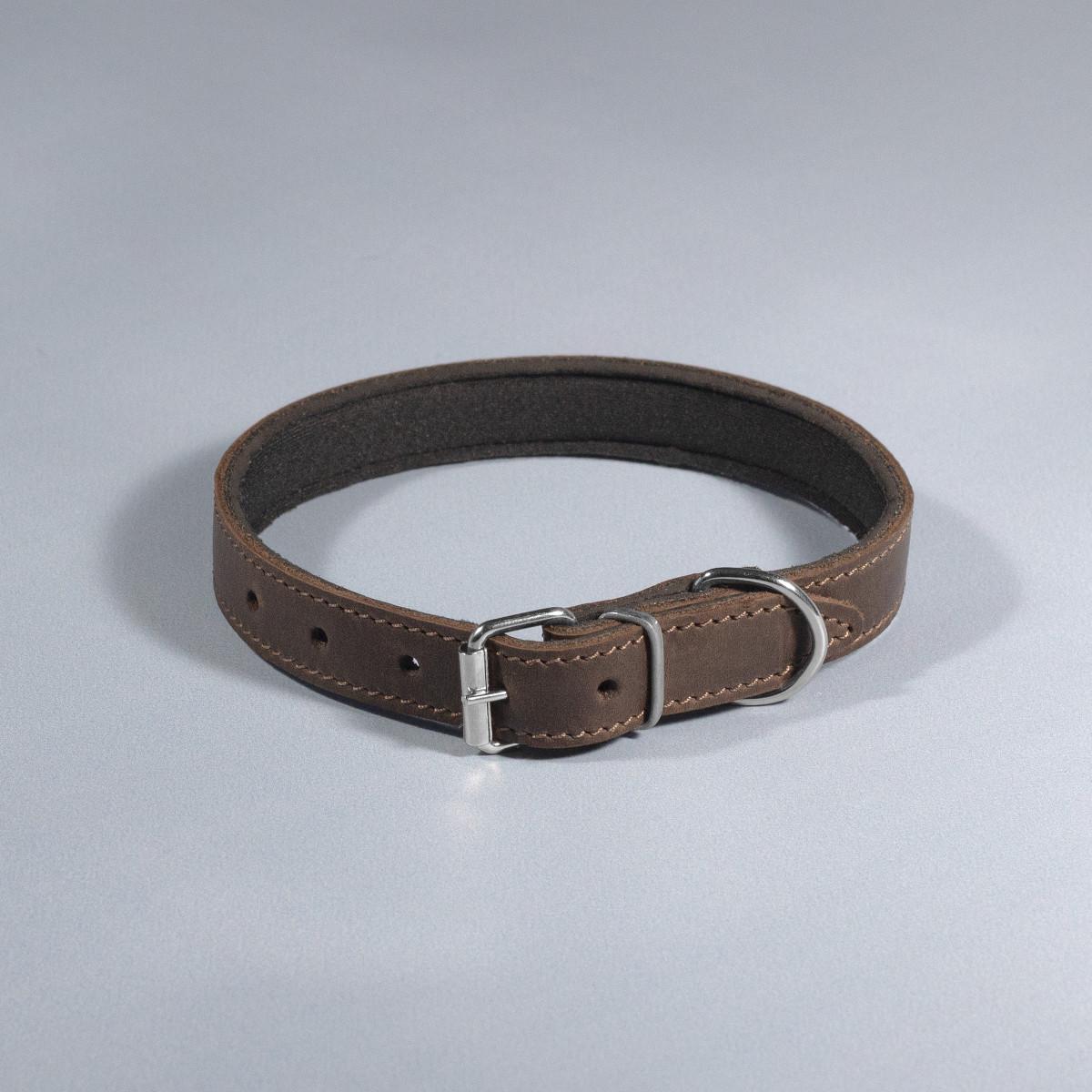 Ошейник для животных кожаный Деликат с подкладкой неопрен 14 мм х 23-28 см Темно-коричневый (2296447545) - фото 1 Ошейник для животных кожаный Деликат с подкладкой неопрен 14 мм х 23-28 см Темно-коричневый (2296447545) - фото 1
