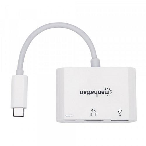 Док-станция Manhattan 152945 USB3.1 Type-C HDMI/USB 3.0/PD 60W White - фото 4