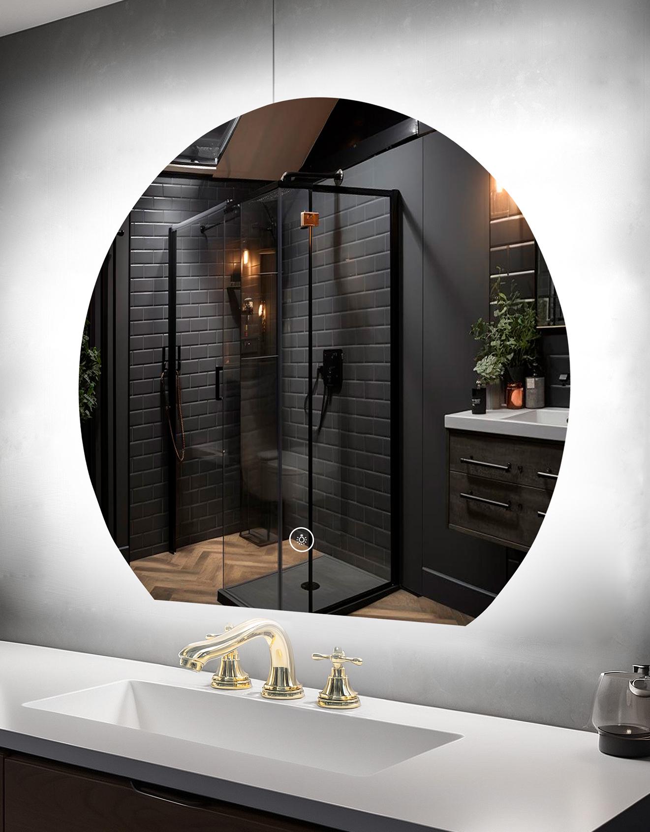 Зеркало для ванной комнаты настенное Kayfovo с подсветкой LED 79х71см (484461389)