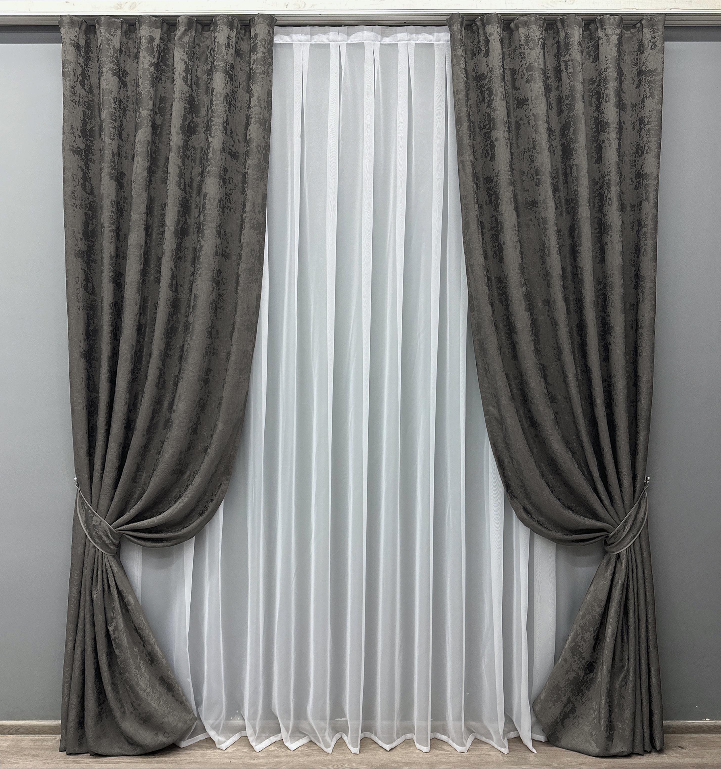 Комплект штор VR-Textil Sultan № 1723ш жаккард 150х290 см 2 шт. Графитовый (33-0638)
