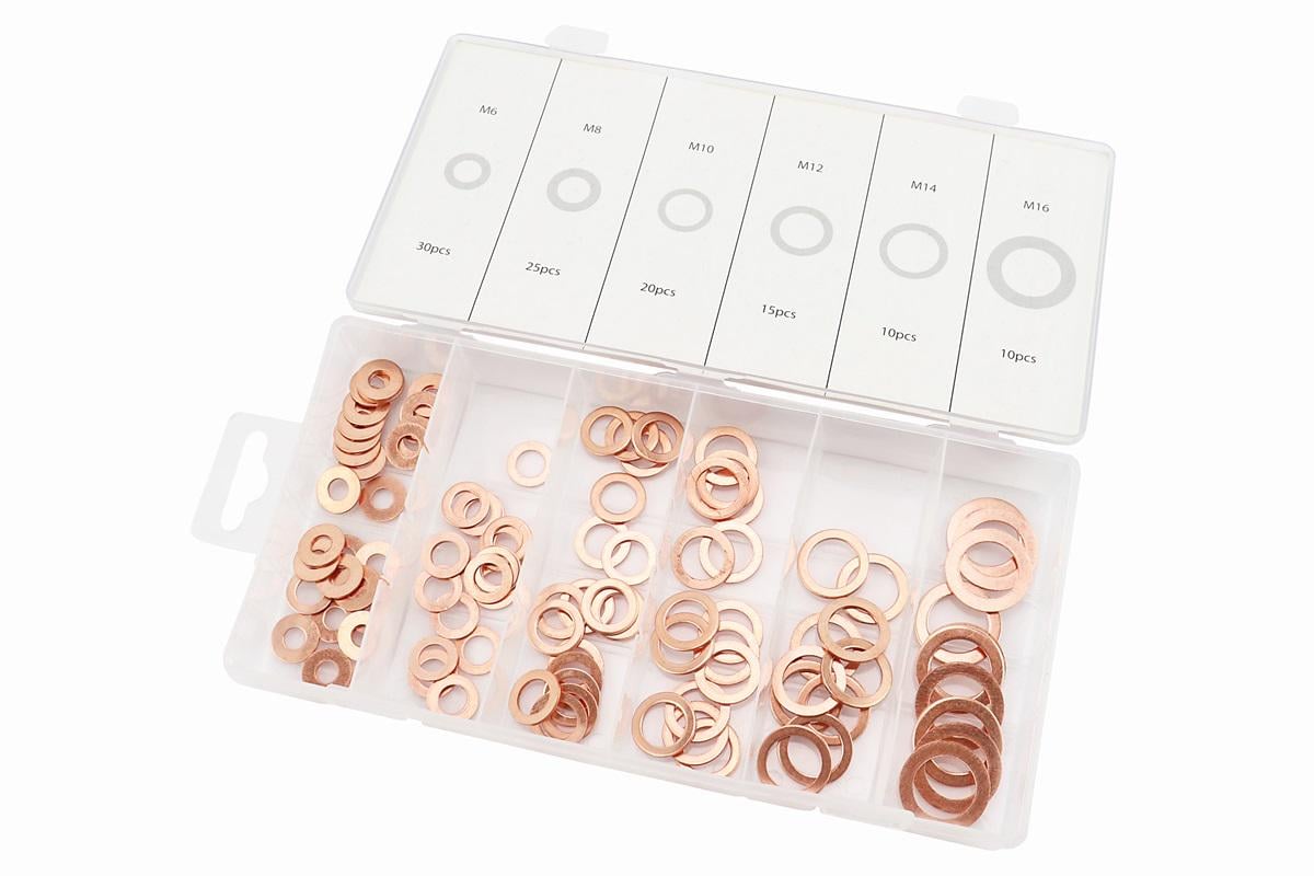 Набор медных шайб 6 видов 110 шт. (204521)