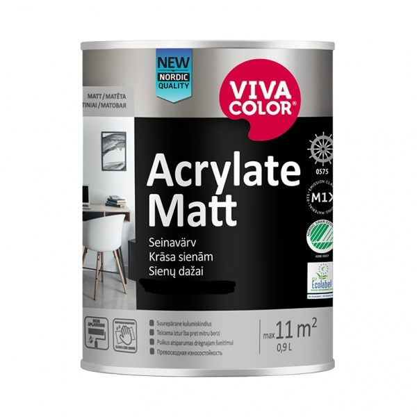 Краска для стен Vivacolor Acrylate Matt матовая водно-дисперсионная для внутренних работ база A без блеска 0,9 л Белый (2105572598) Краска для стен Vivacolor Acrylate Matt матовая водно-дисперсионная для внутренних работ база A без блеска 0,9 л Белый (2105572598)