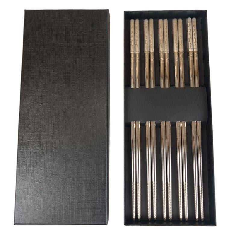 Палочки для суши и лапши из нержавеющей стали 5 пар (9474)