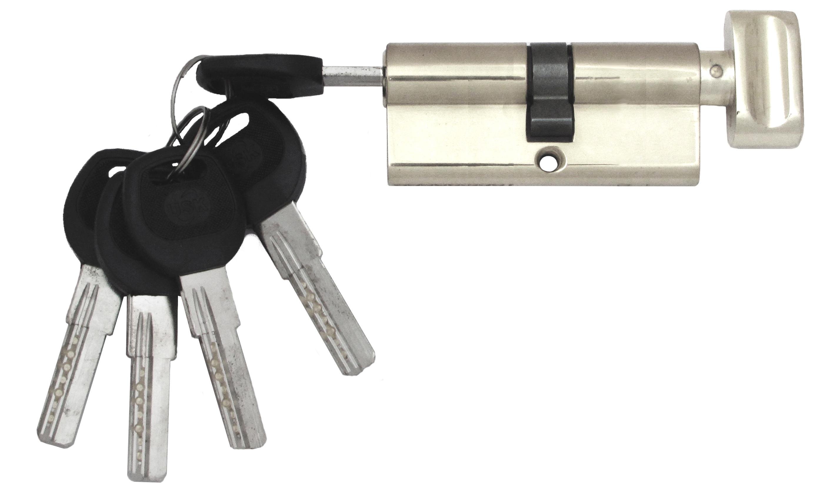 Цилиндровый механизм USK ZC-70 35x35 ключ/поворотник Никель