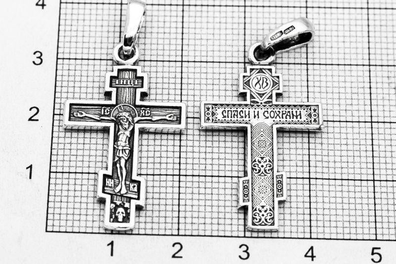 Срібний хрест з Розп'яттям Розп'яття Христове Спаси і Збережи - фото 3
