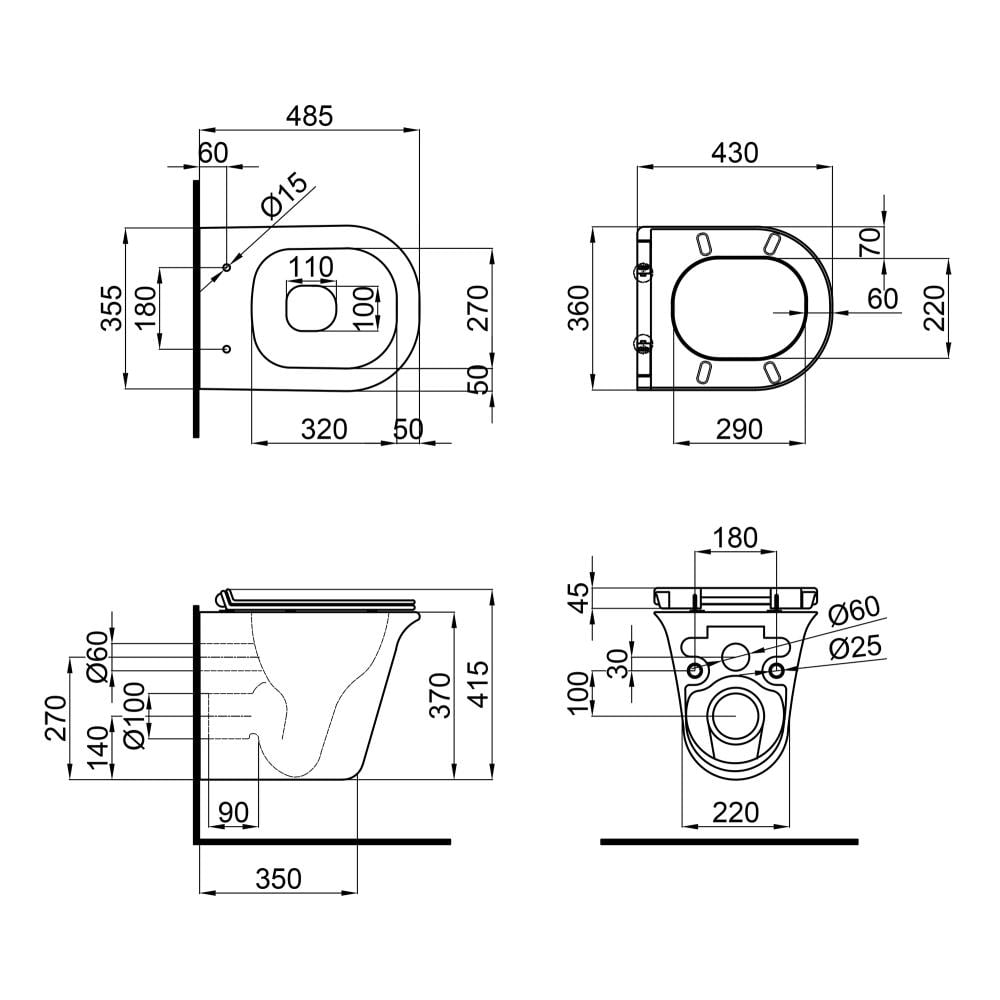 Унітаз підвісний Q-tap Virgo безобідковий з сидінням Slim Soft-close (QT1833051ERW) - фото 2