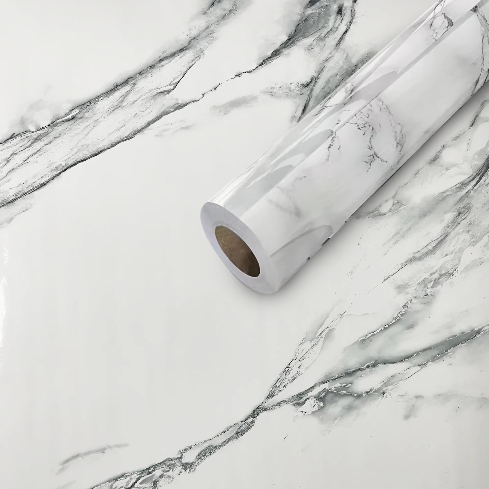 Самоклеющаяся наклейка для кухни 60х400 см Белый мрамор Самоклеющаяся наклейка для кухни 60х400 см Белый мрамор