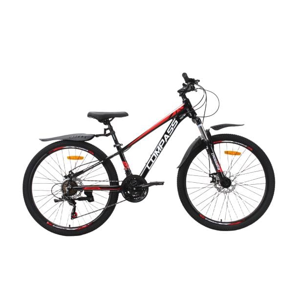 Велосипед CrossBike COMPASS 26" 12,5" Чорний/Червоний (592)