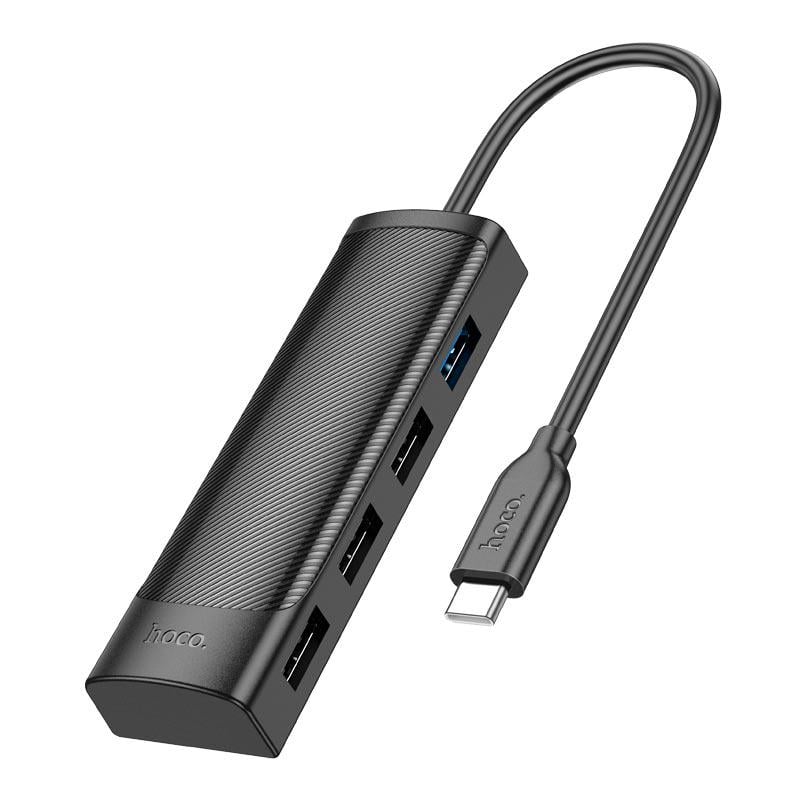 USB-хаб Hoco Easy safety 4in1 Adapter HB41 Type-C-USB 3.0 + 3хUSB 2.0 Чорний