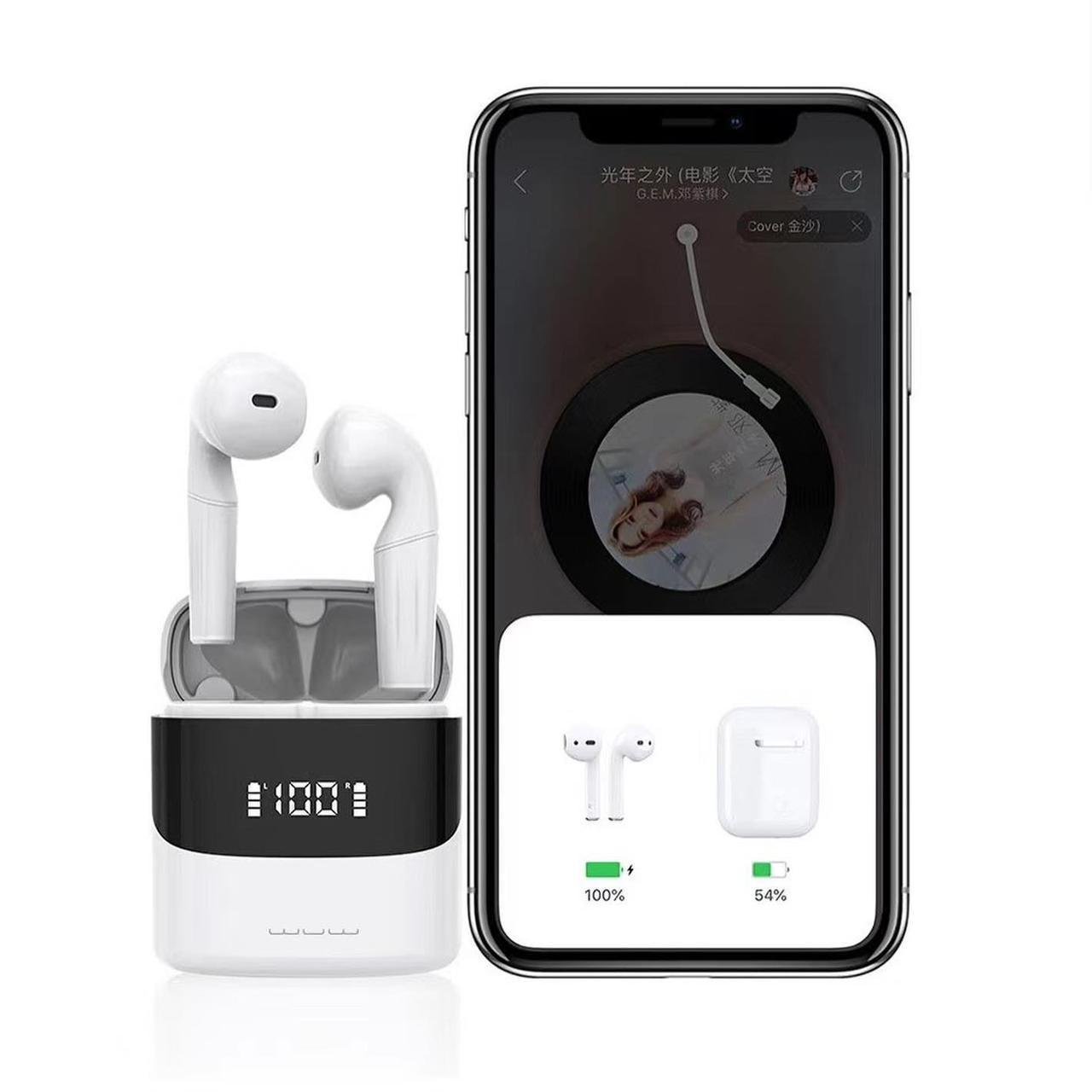 Беспроводные Bluetooth наушники WUW R130 с дисплеем White - фото 2