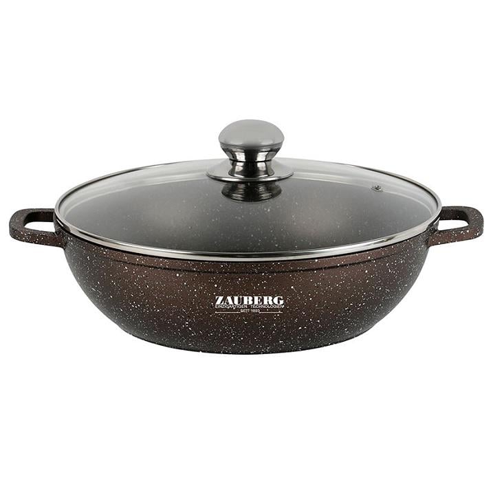 Кастрюля с крышкой ZAUBERG мелкая алюминиевая с мраморным покрытием 4,1 л (0528 CH)