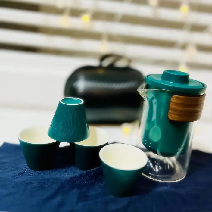 Чайный набор портативный Travel Tea Set для китайской чайной церемонии с сумкой Зеленый (300286) - фото 4