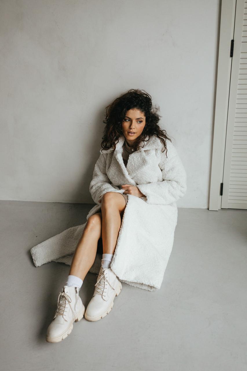 Пальто-шуба женская из эко-букле S-M Молочный (1822980649) - фото 8 Пальто-шуба женская из эко-букле S-M Молочный (1822980649) - фото 8