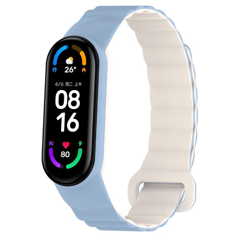 Ремінець Dual-color Magnetic для Xiaomi Mi Band 7/6/5/4/3 Lilac Blue/White (00000077058_4)