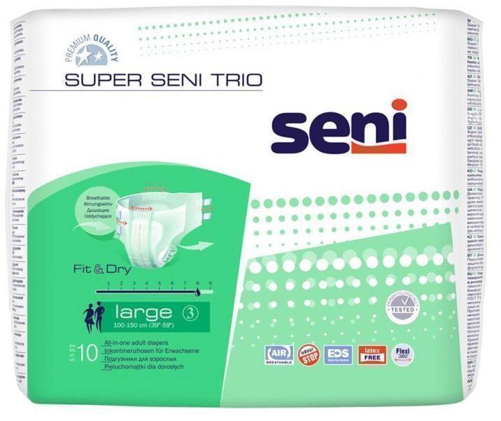 Подгузники для взрослых Super Seni Trio Large 100-150 см 10 шт. 8 кап.