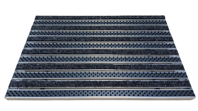 Решетка грязезащитная Лен щетка/текстиль и обрамление уголок в приямок 60х40 см