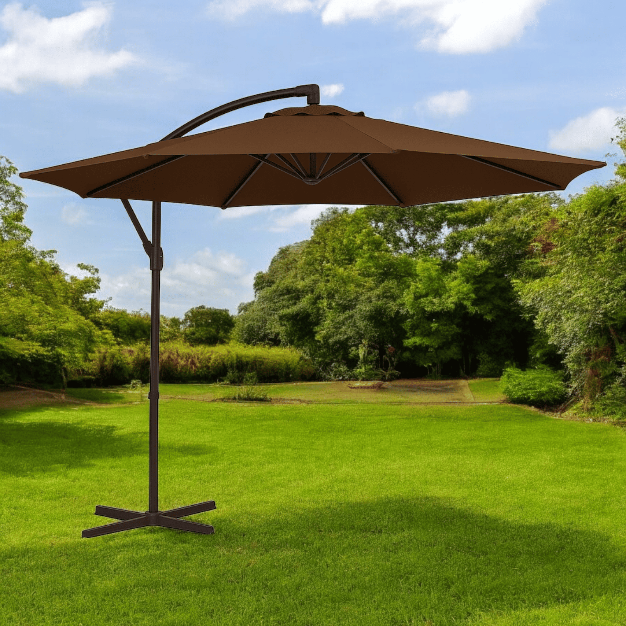 Садова парасолька WCG з поліестеру 160G сталевою рамою регульований кут нахилу з чохлом 3 м Коричневий (W-7011BR1)