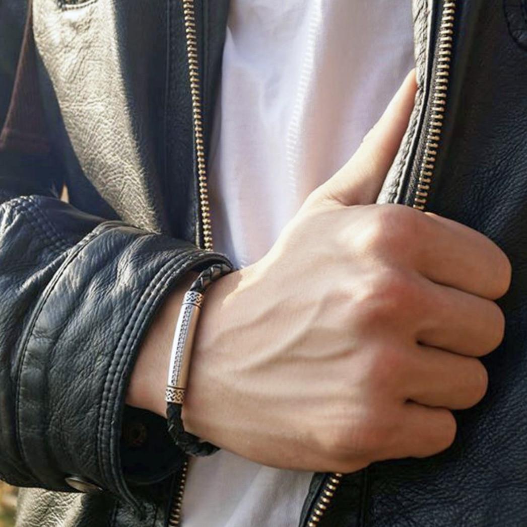 Браслет шкіряний срібло 925 проби чорнене 12,67 г 22 см (597б) - фото 3 Браслет шкіряний срібло 925 проби чорнене 12,67 г 22 см (597б) - фото 3