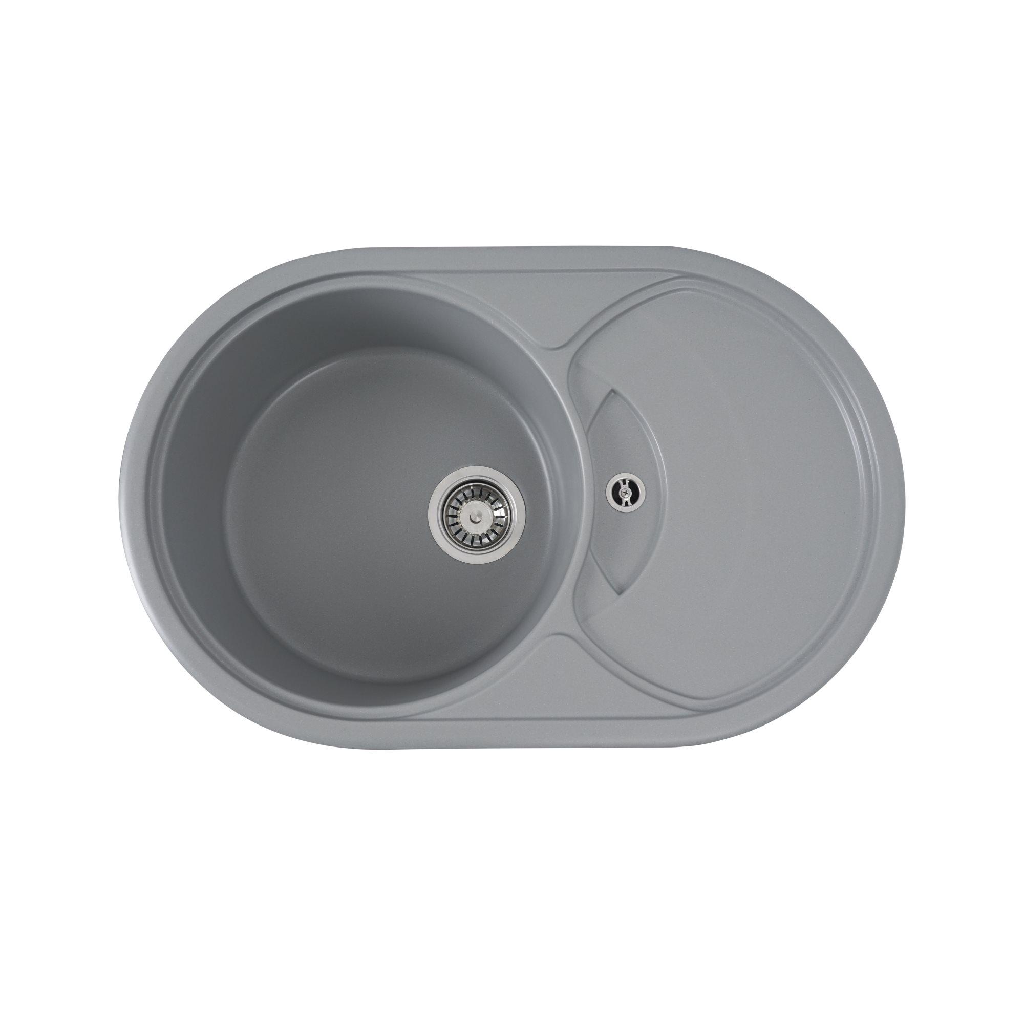 Мийка для кухні гранітна Platinum 7750 GAZZO глянцева Сірий металік