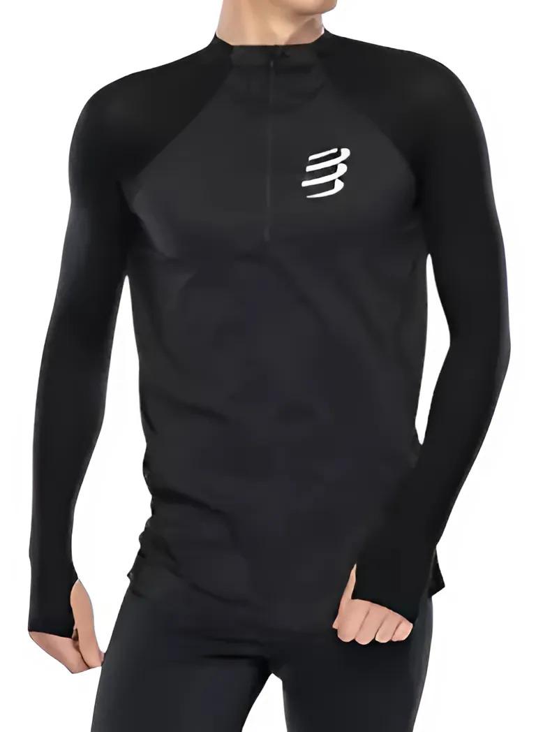 Кофта туристическая мужская на молнии Compressport Hurricane Windproof Seamless HZ Top XL/XXL Black (ABLU5119000XL/XXL)
