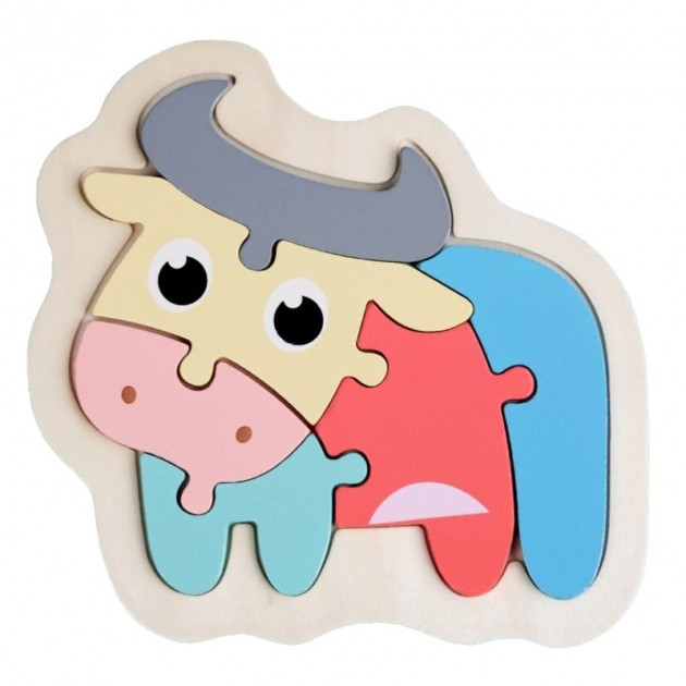 Мини-пазл объемный деревянный Коровка (KHDP10)