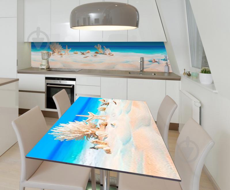 Наклейка 3Д виниловая на стол Zatarga «Мальдивские сокровища» 650х1200 мм для домов, квартир, столов, кофейн, Наклейка 3Д виниловая на стол Zatarga «Мальдивские сокровища» 650х1200 мм для домов, квартир, столов, кофейн,
