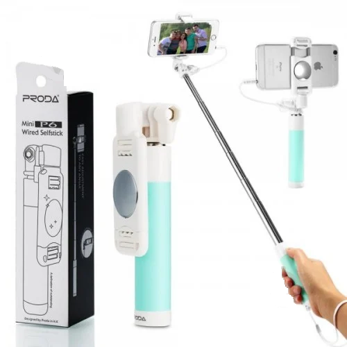 Монопод Proda PP-P6 Selfie Stick Бірюзовий (6954851265863) - фото 3