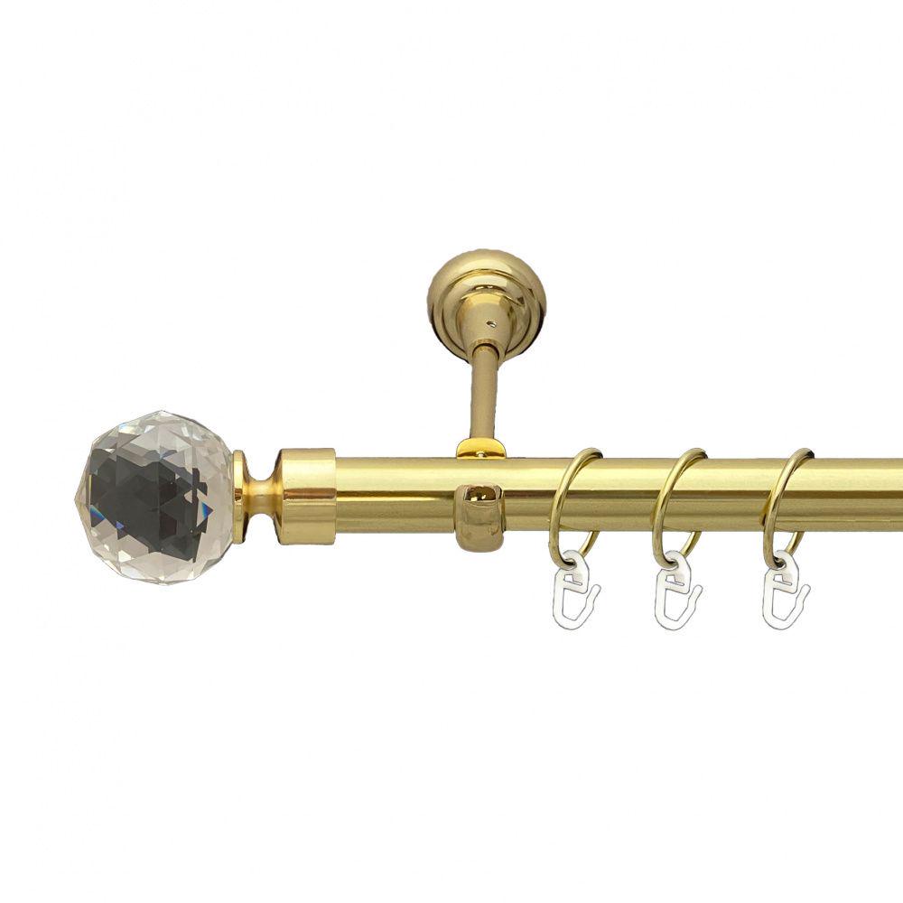 Карниз металлический Orvit Люмиера однорядный открытый/гладкая труба/кольцо металлическое Золото 25 мм 240 см (00-00012692)