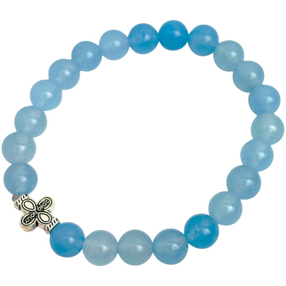 Браслет Кошачий глаз на резинке Небесный (9047-258/небесний)