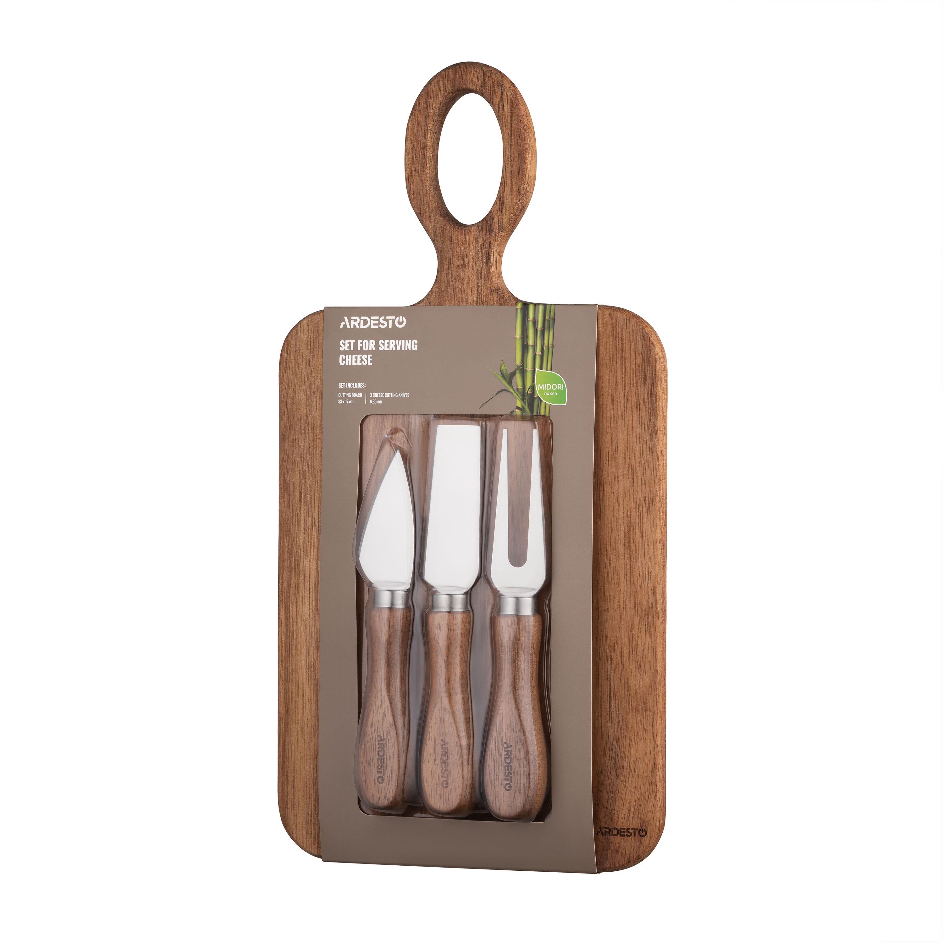 Набор для подачи сыра Ardesto AR0929 Midori дерево 33х17х1,2 см 4 предмета - фото 2