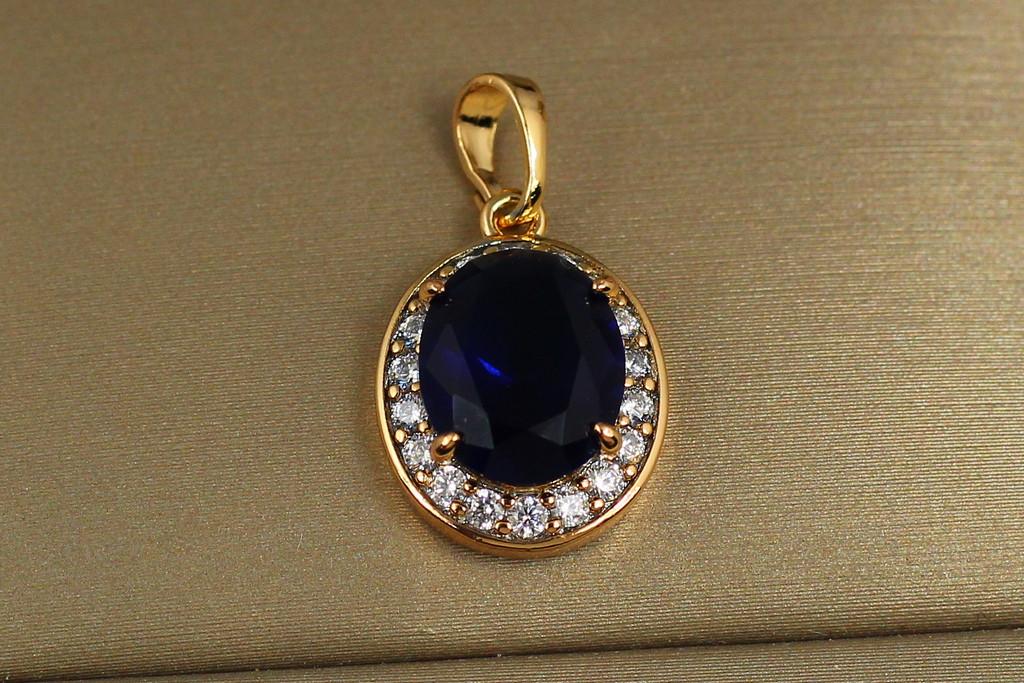 Кулон Xuping Jewelry Малинки с синим камнем 1,7 см Золотистый