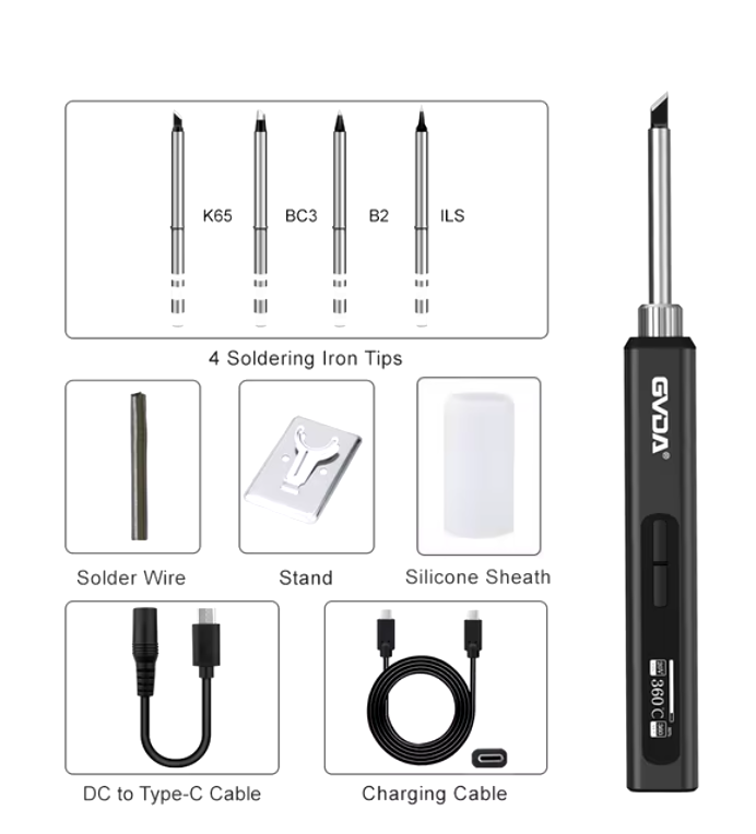 Паяльник GVDA GD300 USB-C 5 жал 65W 5-20V 80-420 °С LED-экран (0336) - фото 11