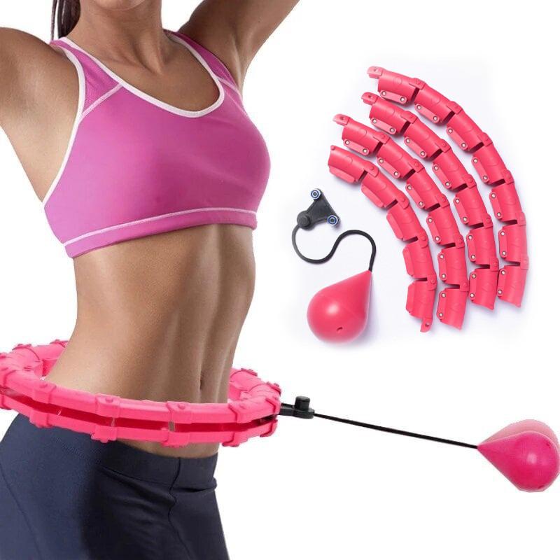 Хулахуп с утяжелителем Hoola Hoop Massager Розовый с резиновыми петлями для фитнеса 110 см 5 шт. (3000186-TOP-2) - фото 8