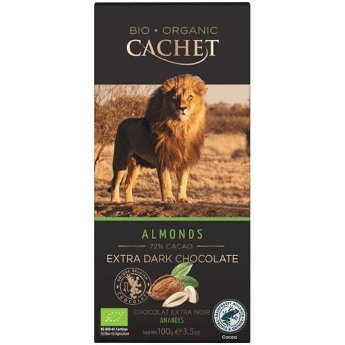 Шоколад экстра черный Cachet Bio Organic Almonds 21365 90 г (03677)