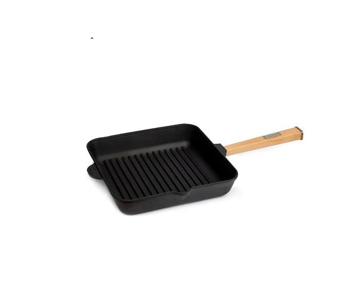 Сковорода-гриль чугунная Brizoll с ручкой Optima 260х260х57,5 мм (AN013357)