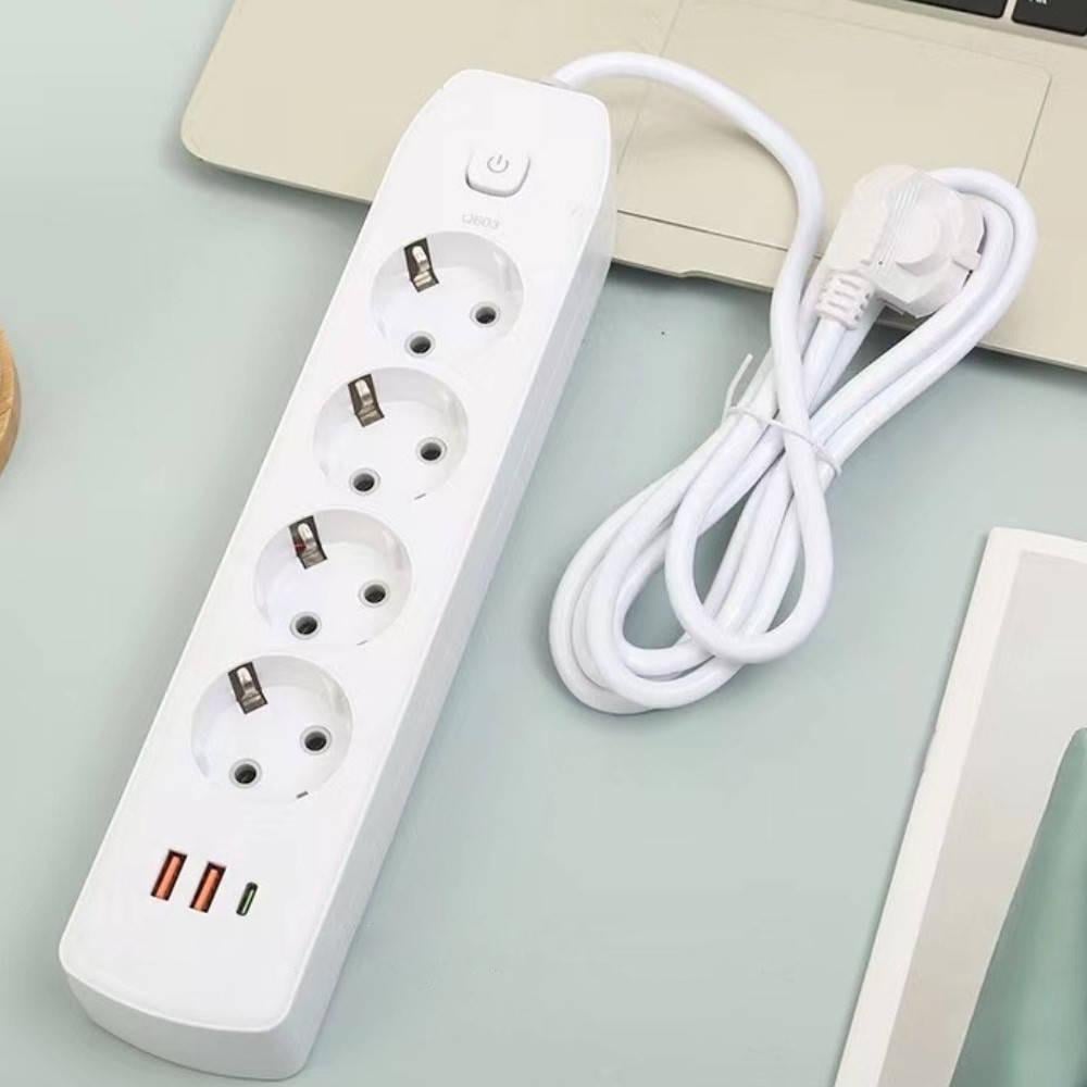 Удлинитель-переноска на 4 розетки с USB кабелем 2 м (AND-16-20)