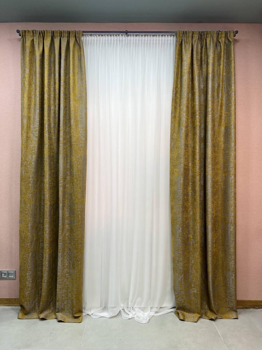 Шторы жаккардовые 1,4 м 2 шт. Оранжевый (000101642)