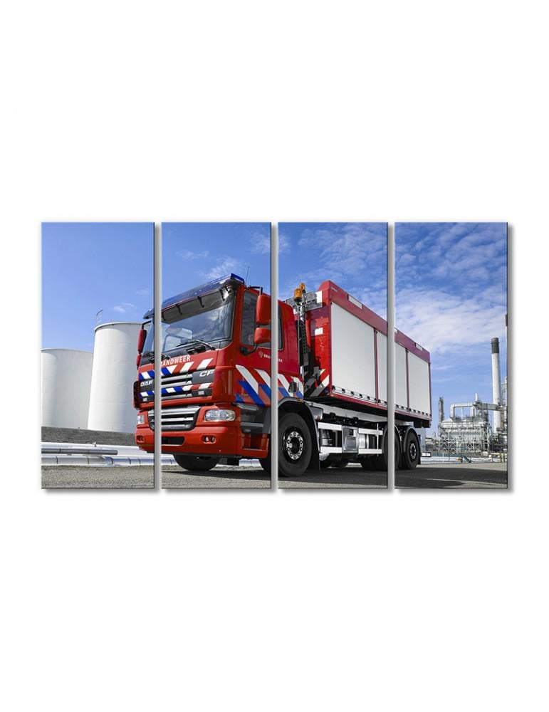 Картина модульная Пожарная машина DAF CF75 6x2 2001 4 модуля 60x90 см