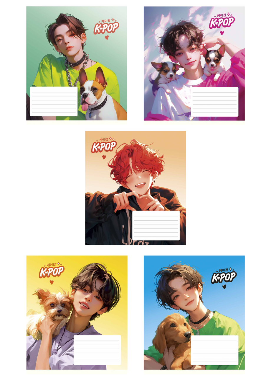 Тетради ученические Школярик K-pop Star 3495 ВД-лак в клетку 5 шт. по 24 л. (4820006472108)