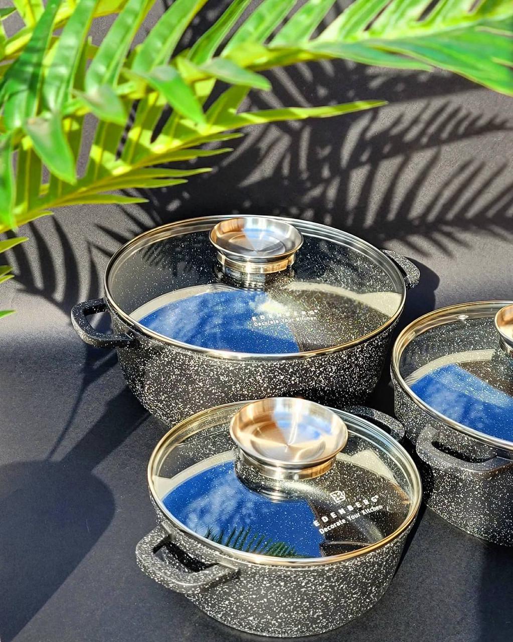 Набір казанів Edenberg із мармуровим антипригарним покриттям 3 шт. (EB-8140) - фото 5 Набір казанів Edenberg із мармуровим антипригарним покриттям 3 шт. (EB-8140) - фото 5