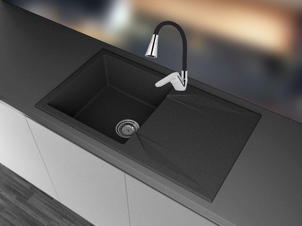 Смеситель для кухни гибкий Continent Pul i16 Черный (28711028) - фото 4 Смеситель для кухни гибкий Continent Pul i16 Черный (28711028) - фото 4