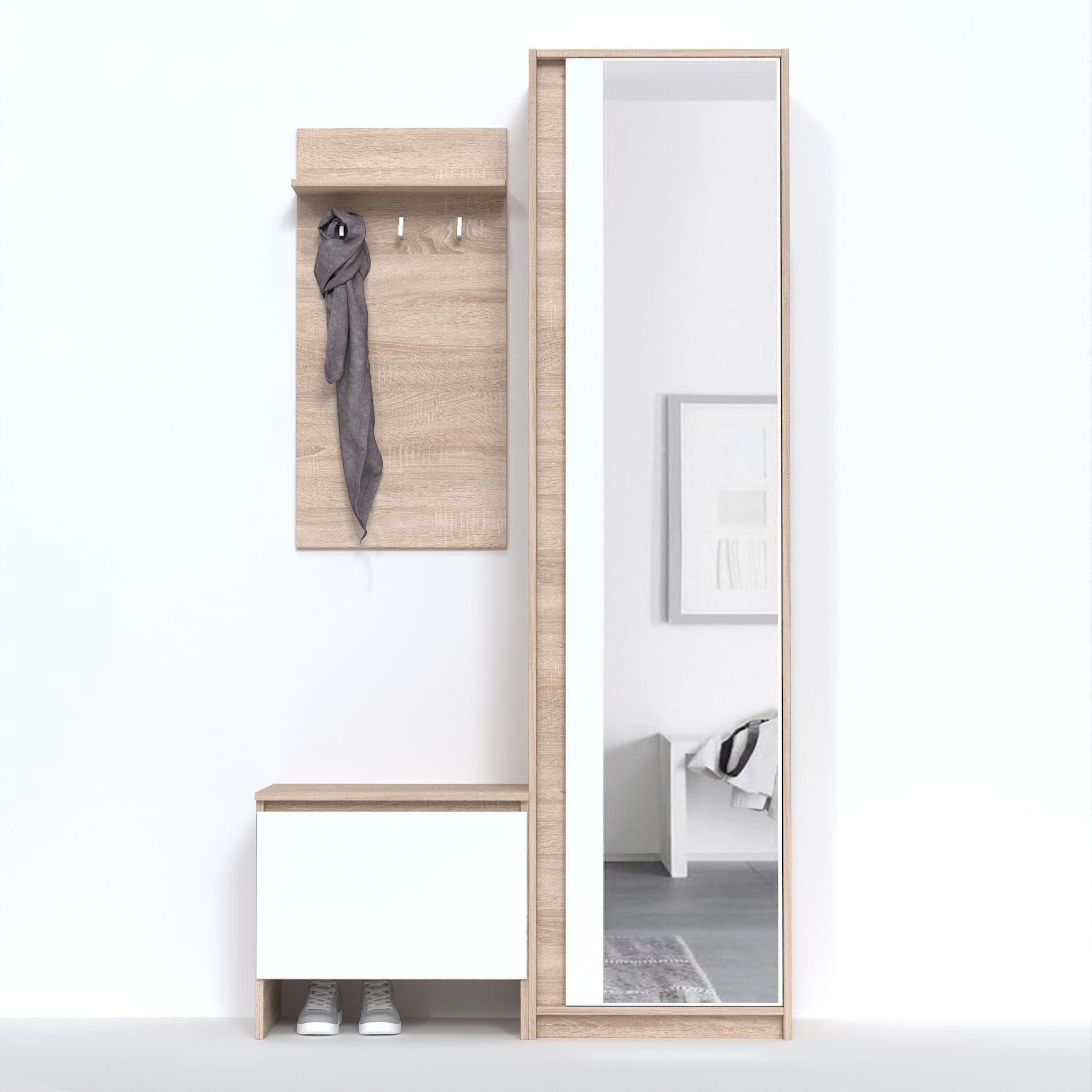 Прихожая Мастер Форм Брайт 1100 правосторонняя 1070 мм 107х37,6х200 см Дуб сонома/Белый (74657)