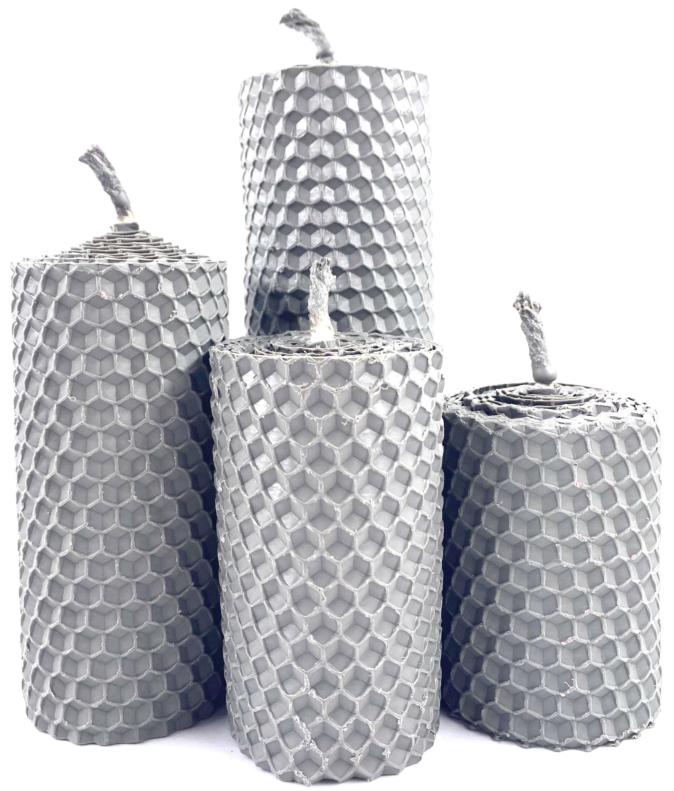 Набор 4-х декоративных свечей из натуральной вощины Серый (1795)