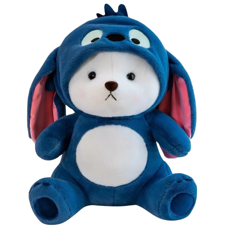 Іграшка плюшева Ведмедик в костюмі стіча в капюшоні 40 см Синій (9096/40)