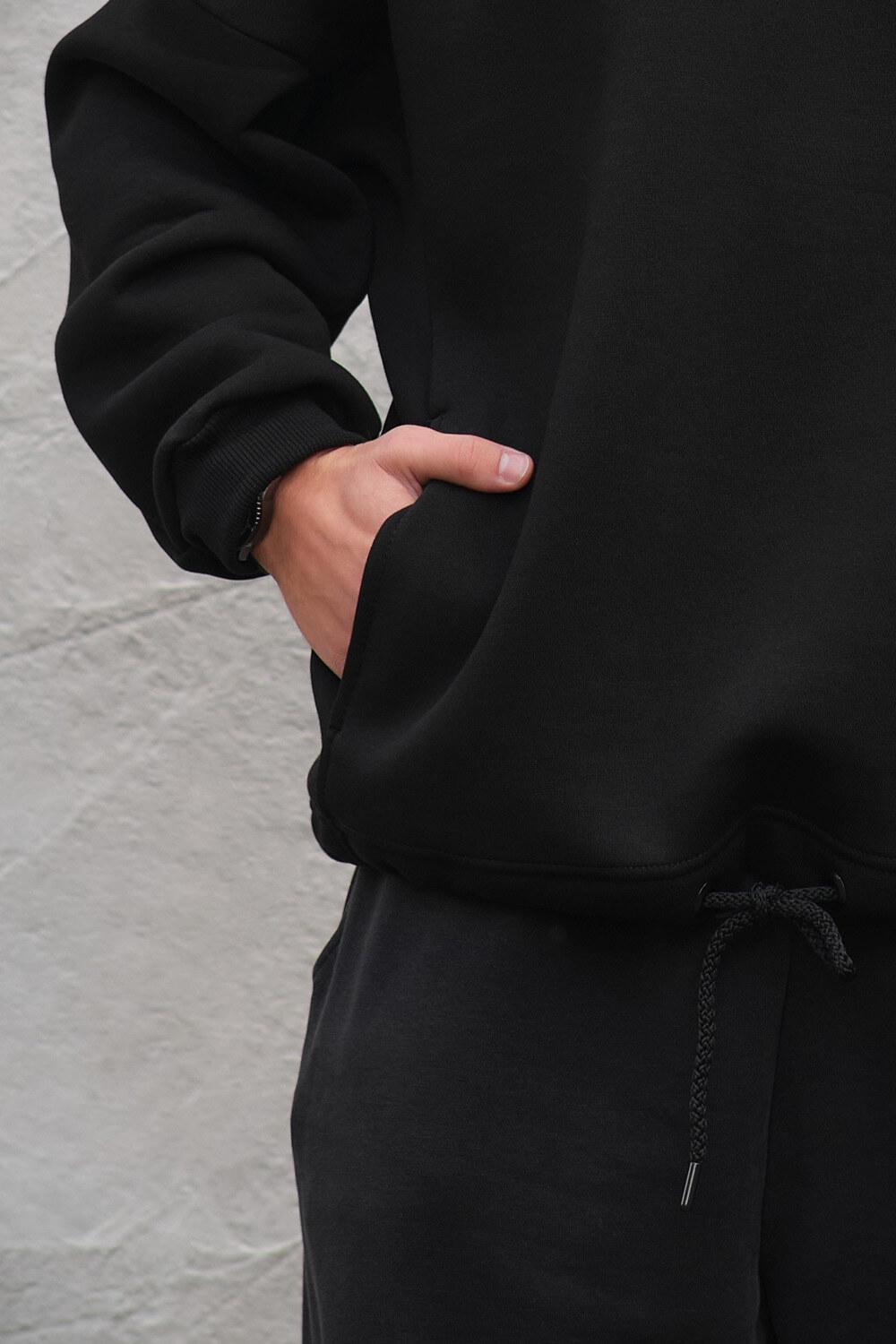 Худи на флисе Without с капюшоном и принтом Senna оверсайз Black (8055546) - фото 3 Худи на флисе Without с капюшоном и принтом Senna оверсайз Black (8055546) - фото 3