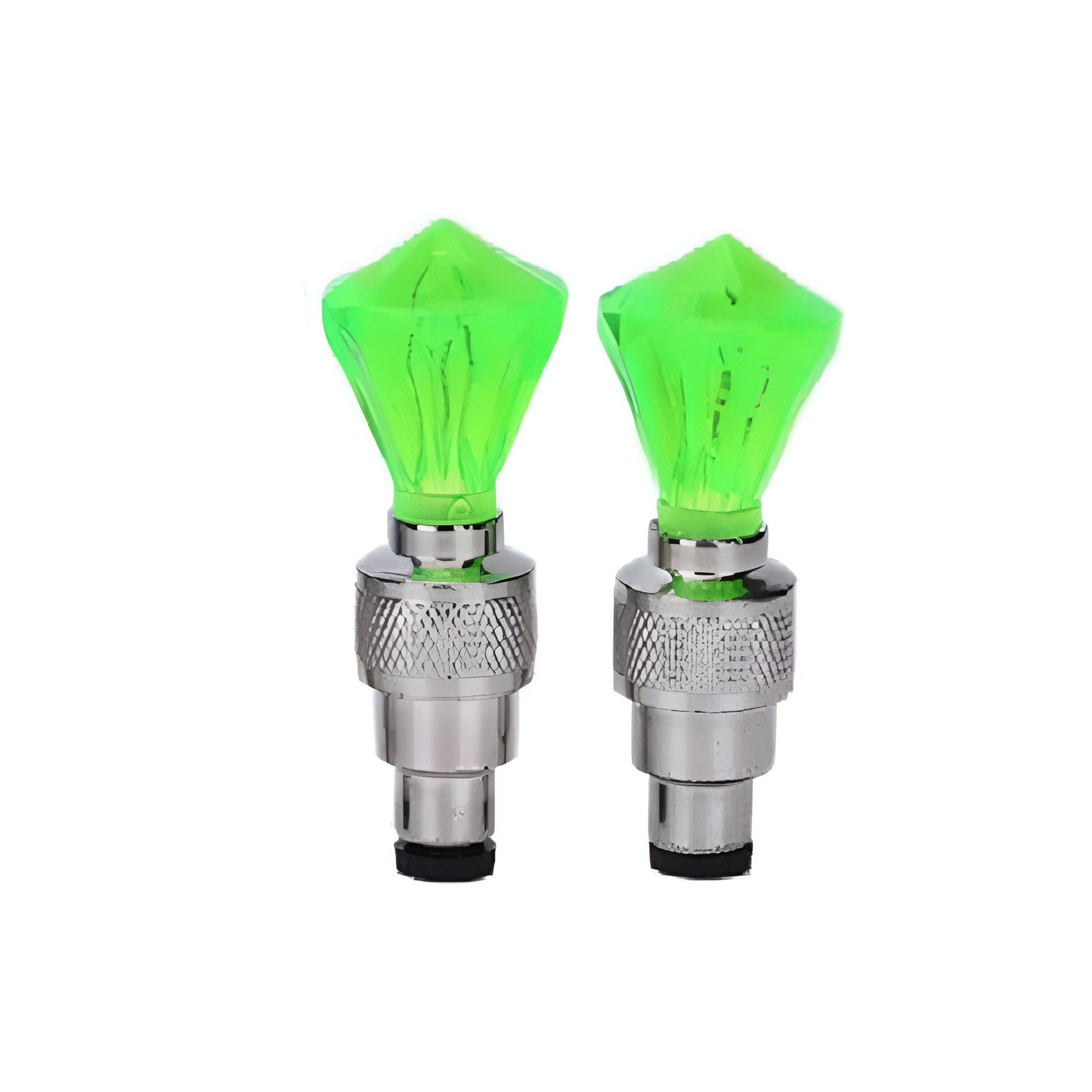 Колпачки на ниппель светодиодные для велосипеда Stenson VL97730 2 шт. 6 см на 3 батарейках LR1130 Салатовый (6a3cf711)